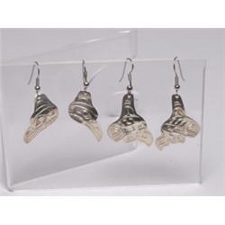 Two Pair Carved Sterling Earrings