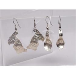 Two Pair Native Carved Earrings