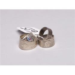 Four Old Native Carved Sterling Rings