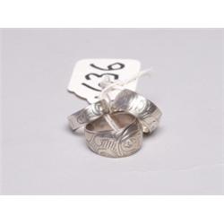 Three Old Native Carved Silver Rings