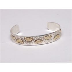 Old Gold & Sterling Bear Paw Bracelet