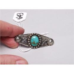 Old Navajo Silver & Turquoise Brooch