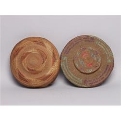 Two Tlingit Fine Old Basket Lids