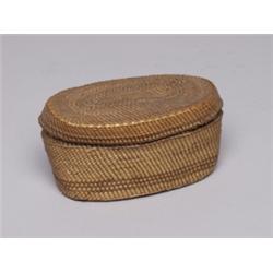 19th C Nootka Oval Lidded Basket