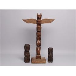 3 Old North West Coast Totem Figures