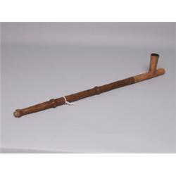 Native Clay Pipe with Wooden Stem