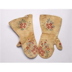 Athabaskan Silk Embroidered Deerskin Mitts