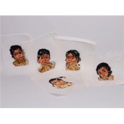 5 Wool Petit Point Native Indian Heads