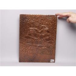 Hammered Copper Panel Signed Reverse