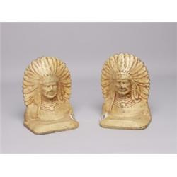 Pr Old Indian Head Cast Iron Bookends