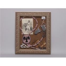 Framed Lot of Photograph and Beadwork