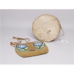 Beadwork Pouch and Small Drum