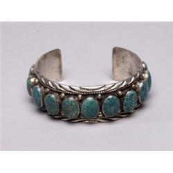 Navajo Handwrought 13 Stone Bracelet