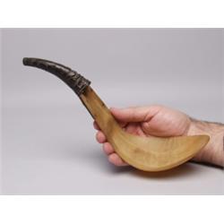 C 1900Tlingit Sheep & Carved Goat Horn Ladle