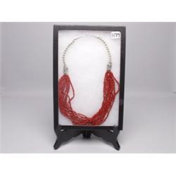 Navajo 10 Strand Coral Necklace