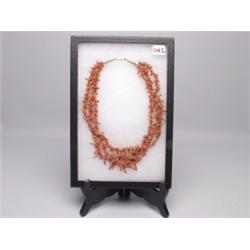 Navajo 3 Strand Brance Coral Necklace