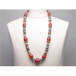 Pueblo Turquoise, Coral & Silver Necklace