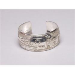 Native Carved Silver Bracelet