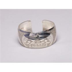 Native Carved Silver Bracelet