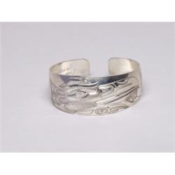 Native Carved Silver Bracelet