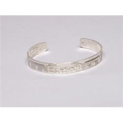 Native Carved Silver Bracelet