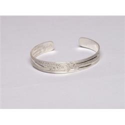 Native Carved Silver Bracelet 