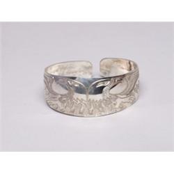 Native Carved Silver Bracelet