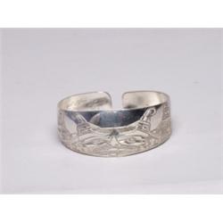 Native Carved Silver Bracelet