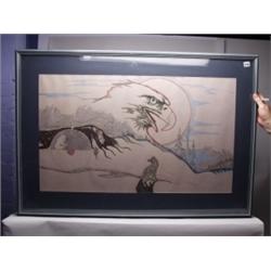 Original Painting Eagle Man Transformation