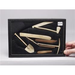 Nine Carved Mastadon & Bone Inuit Artifacts