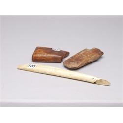 Two Inuit Mastadon Ivory Scrapers 