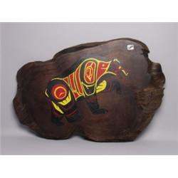 Painted Bear on Cedar Burl 