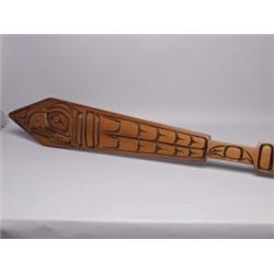 Carved Cedar Paddle by Hartry Bell 1990
