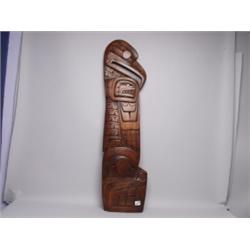 Carved Cedar Panel Raven Bear Head