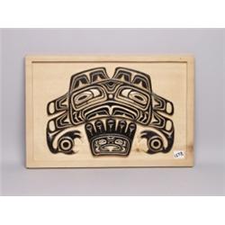 Carved Yellow Cedar Bear Relief Carving