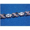 Image 3 : BRACELET - 6TCW WHITE TOPAZ & DIAMOND IN STERLING SILVER CROSS OVER LINK DESIGNED SETTING - RETAIL E