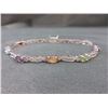 Image 1 : BRACELET - OVAL FACETED MULTI-GEMSTONE & DIAMOND IN STERLING SILVER WITH SCALLOP BOX DESIGNED LINKS