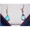Image 4 : EARRINGS - 4.8CT BLUE TOPAZ & WHITE SAPPHIRE IN STAMPED 14K YELLOW GOLD DROP SETTING - HAND CRAFTED