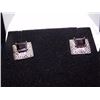 Image 1 : EARRINGS - NEW PRINCESS FACETED RICH DEEP RED/BROWN GARNETS & DIAMONDS IN STERLING SILVER SETTING -