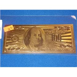 GOLD FOIL $100 BILL - .999 GOLD - BEN FRANKLIN not legal tendar