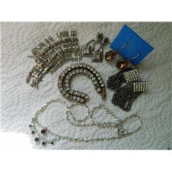 LOT OF ASSORTED RHINESTONE JEWELRY - SOME AS-IS