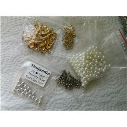 LOT OF NEW JEWELRY FINDNGS & ASSORTED LOOSE BEADS