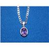 Image 5 : NECKLACE - 3.5CT OVAL FACETED AMETHYST & DIAMOND IN STERLING SILVER SETTING - INLCUDES CERTIFICATE $