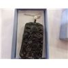 Image 1 : NECKLACE - CARVED BLACK JADE - ORIENTAL DESIGN