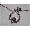 Image 1 : NECKLACE - IRISH -CLADDAGH - STERLING SILVER  - W/ 14KT ACCENTS - WITH 17' STERLING SILVER CHAIN