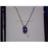 Image 1 : NECKLACE - OVAL FACETED PURPLE AMETHYST IN STERLING SILVER SETTING - RETAIL ESTIMATE $275