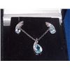 Image 4 : NEW EARRINGS & NECKLACE SET - NEW 2.5CT PEAR FACETED BLUE TOPAZ & DIAMONDS IN STERLING SILVER SETTIN
