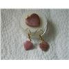NEW EARRINGS & PENDANT SET - JASPER STONE HEARTS