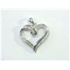 Image 1 : PENDANT - DIAMONDS IN STERLING SILVER RIBBON HEART DESIGN SETTING - WITH CERTIFICATE $737