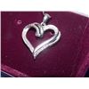 Image 3 : PENDANT - DIAMONDS IN STERLING SILVER RIBBON HEART DESIGN SETTING - WITH CERTIFICATE $737